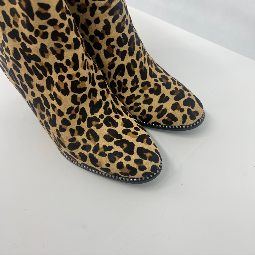 COACH Drea Beadchain Leopard Block Heel Almond Toe Ankle Boots Sz 11 - Picture 4 of 13